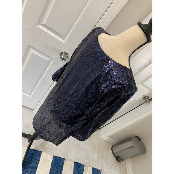 NWT Lulus blue sequin long sleeve cut out arm detail dress - M - Picture 10 of 10